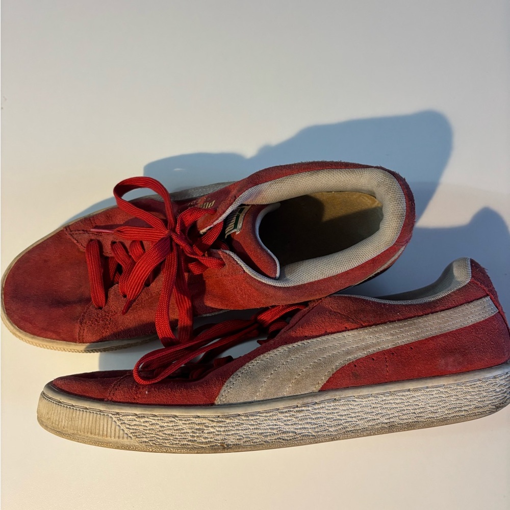 VINTAGE Red Suede Sneakers with White Accents